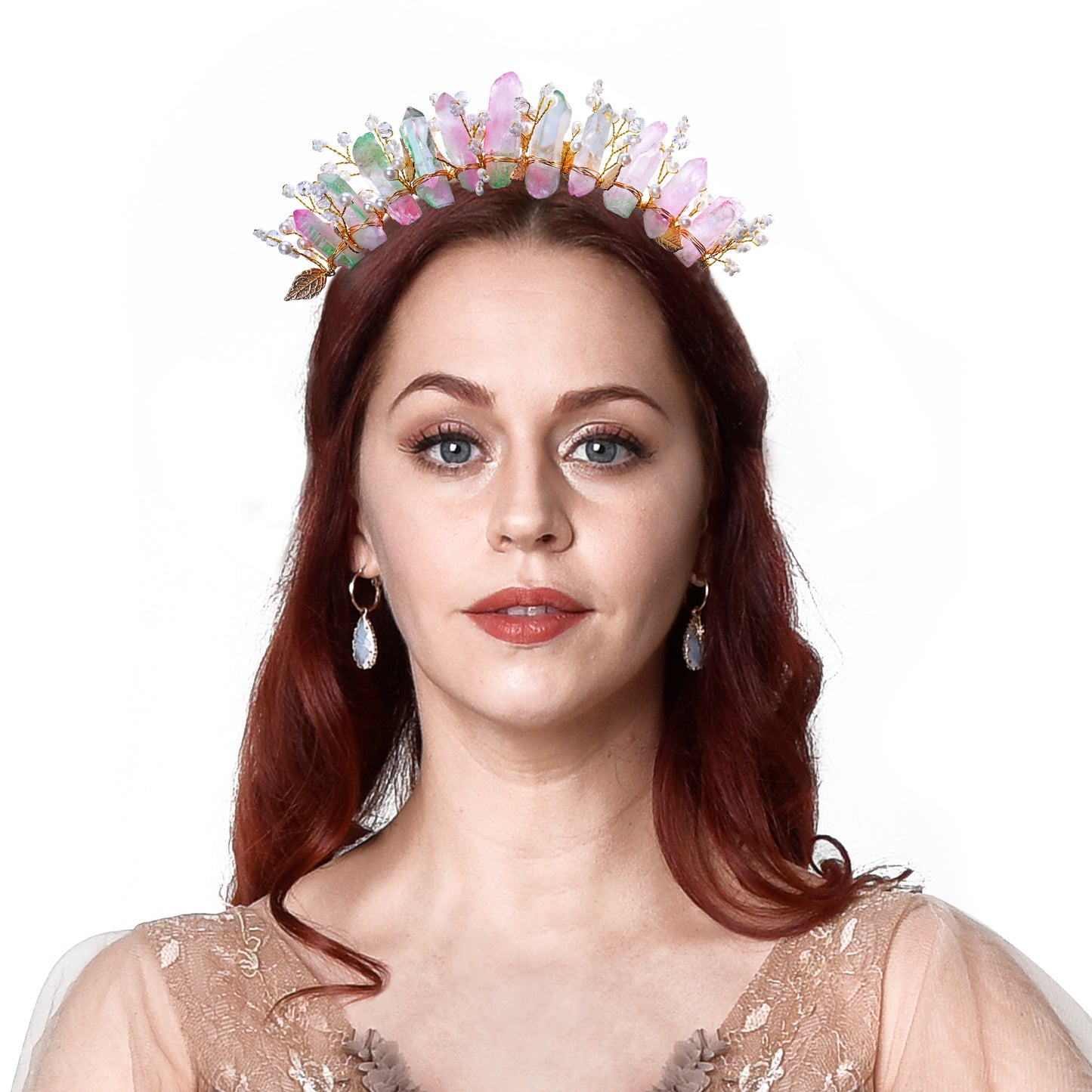 COSUCOS Raw Quartz Crystal Crown - Fairy Headband Goddess Headpiece