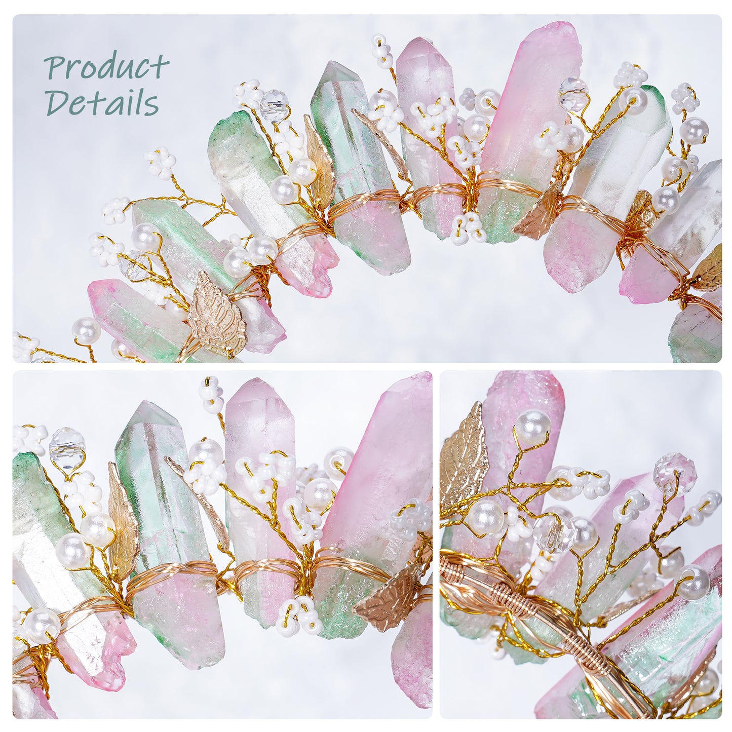 COSUCOS Raw Quartz Crystal Crown - Fairy Headband Goddess Headpiece