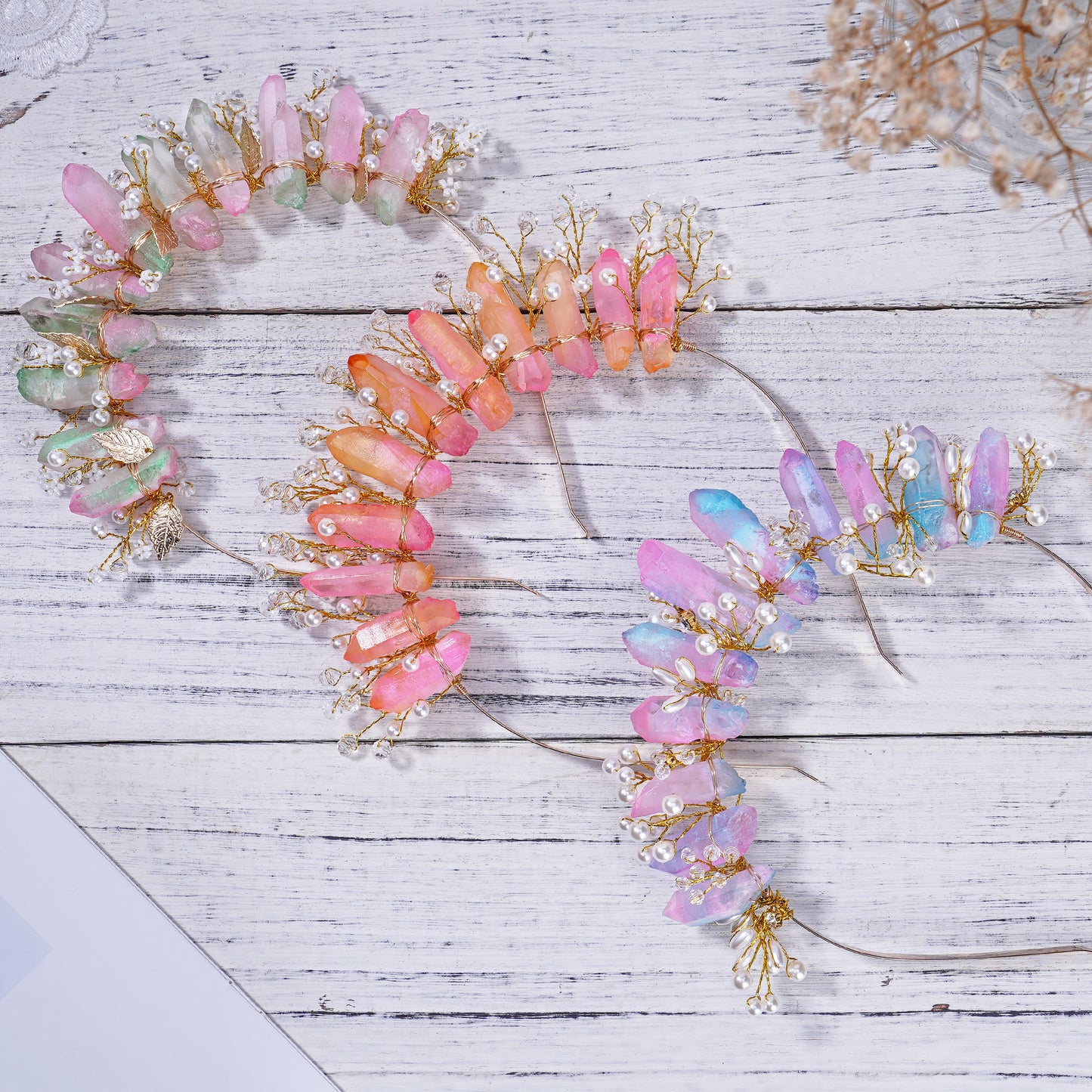 COSUCOS Raw Quartz Crystal Crown - Fairy Headband Goddess Headpiece