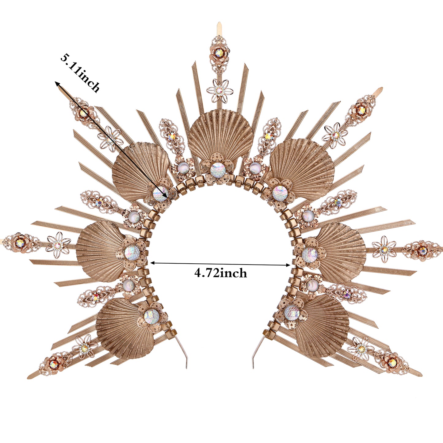Shell Halo Crown Headpiece Gold Spiked Headband