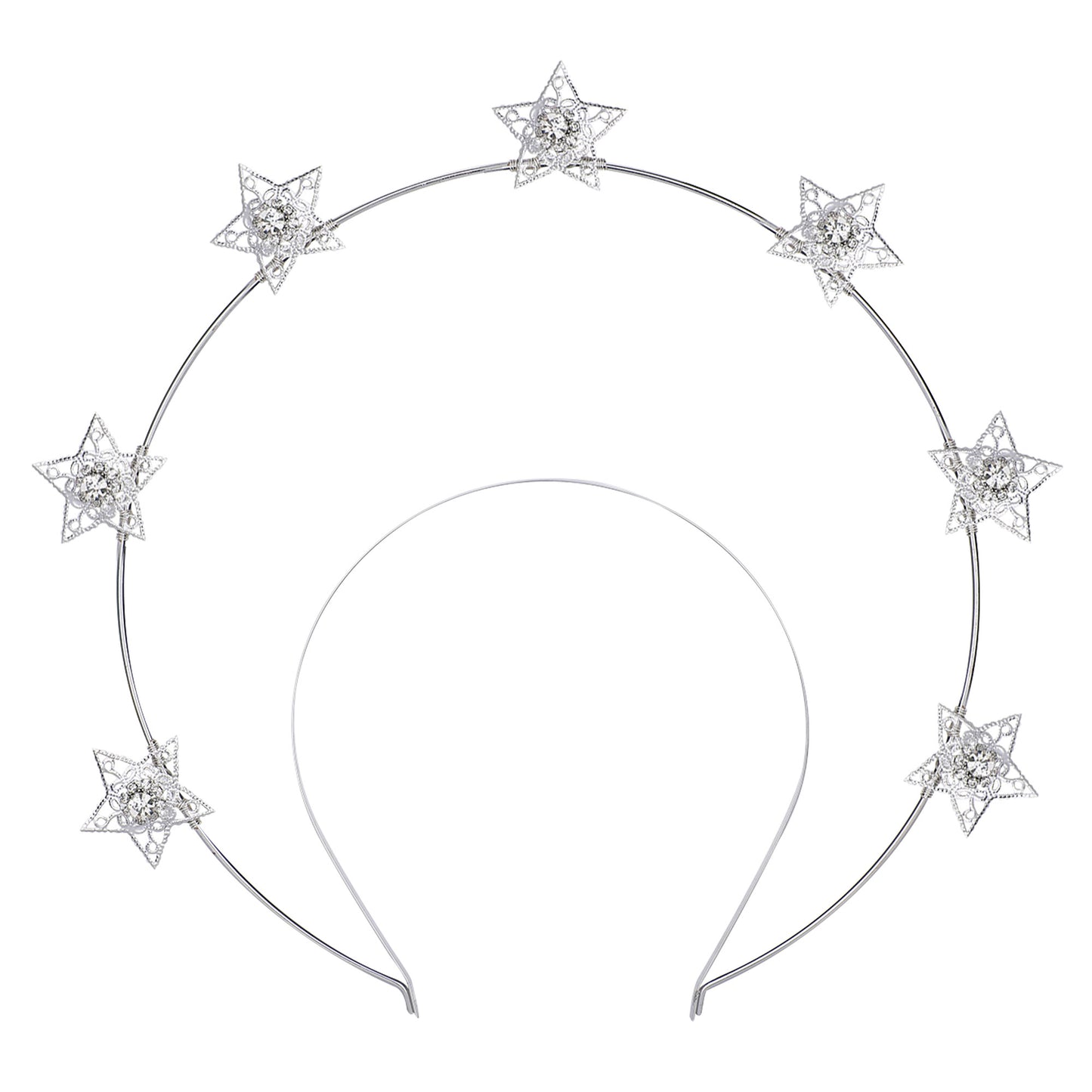 COSUCOS Handmade Star Halo Crown Silver Stars Headpiece