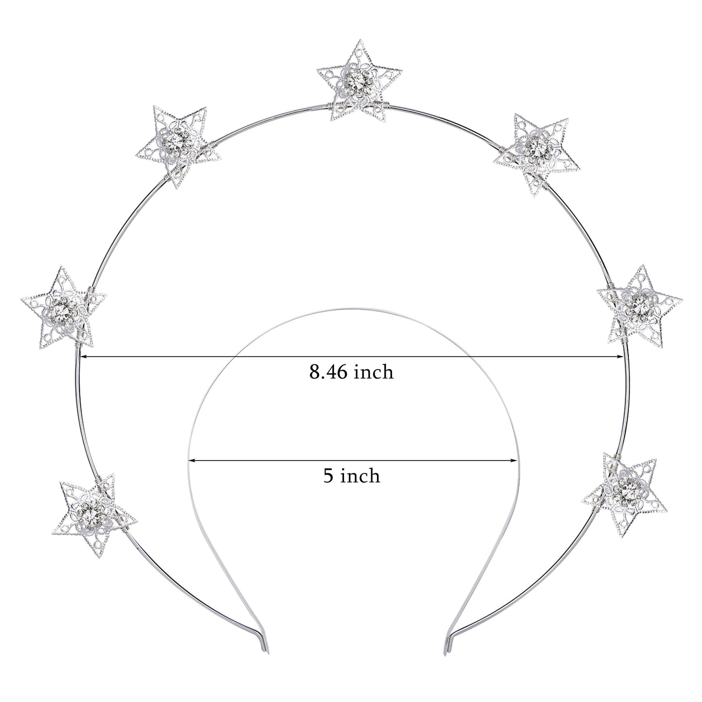 COSUCOS Handmade Star Halo Crown Silver Stars Headpiece
