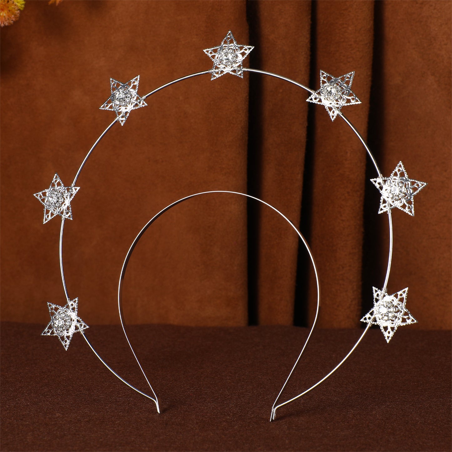 COSUCOS Handmade Star Halo Crown Silver Stars Headpiece