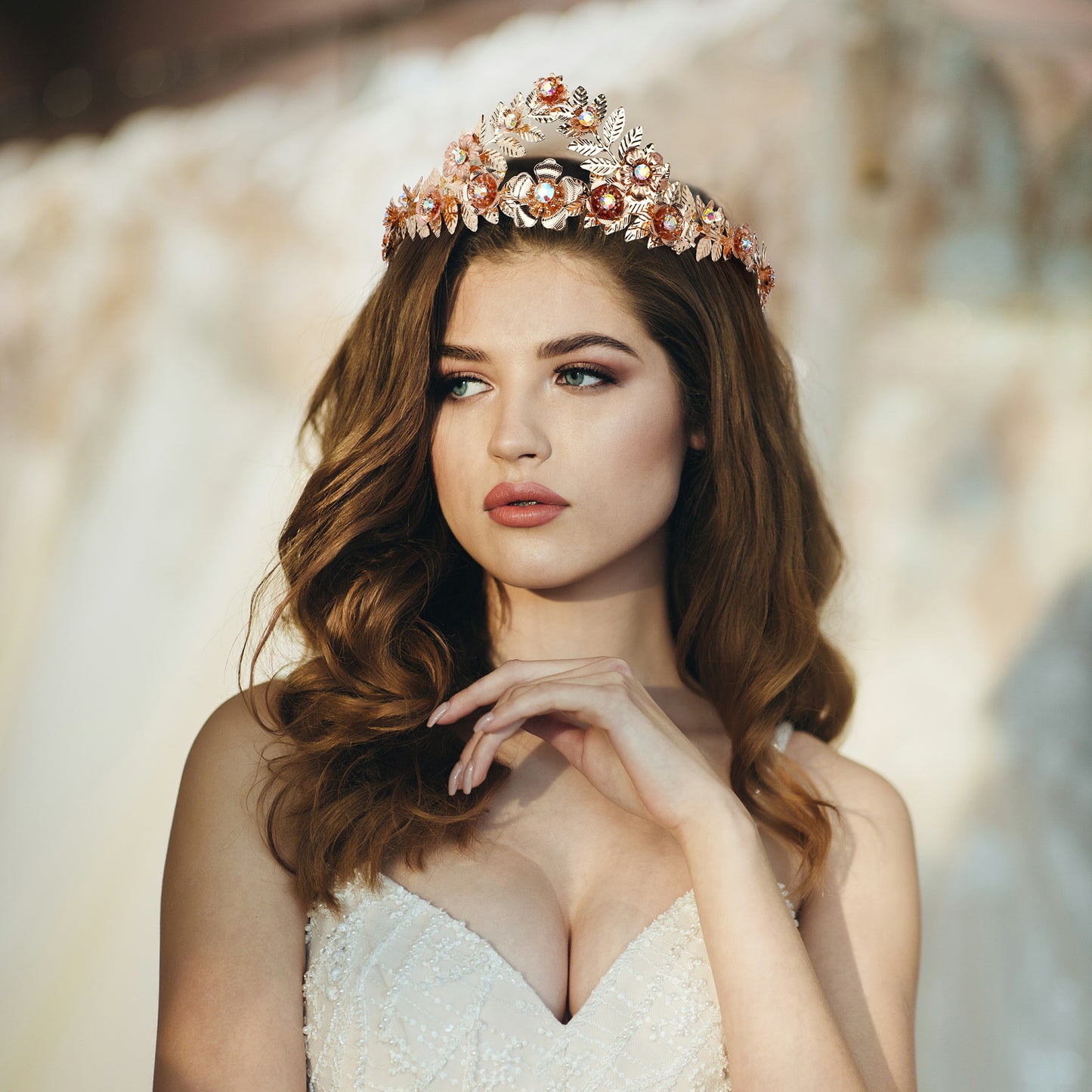 COSUCOS Fashion Gold Leaf Crown with Pearl Rhinestone Goddess Queen Leaf Tiara Headband