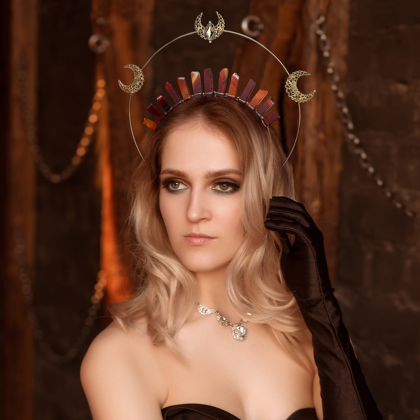 Gold Moon Halo Crown - Crystal Headband