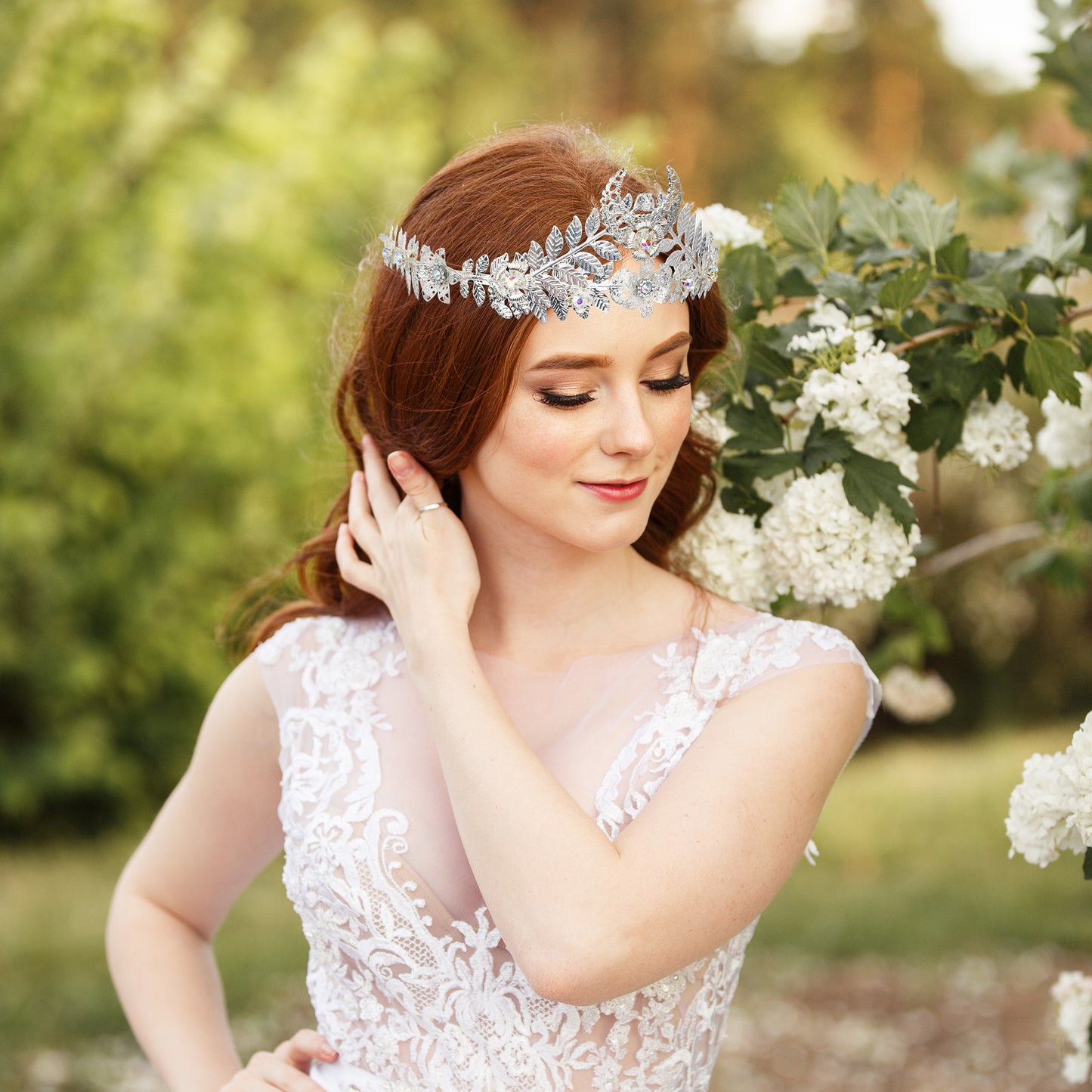 COSUCOS Silver Laurel Leaf Crown - Silver Leaf Tiara Greek Goddess Headpiece