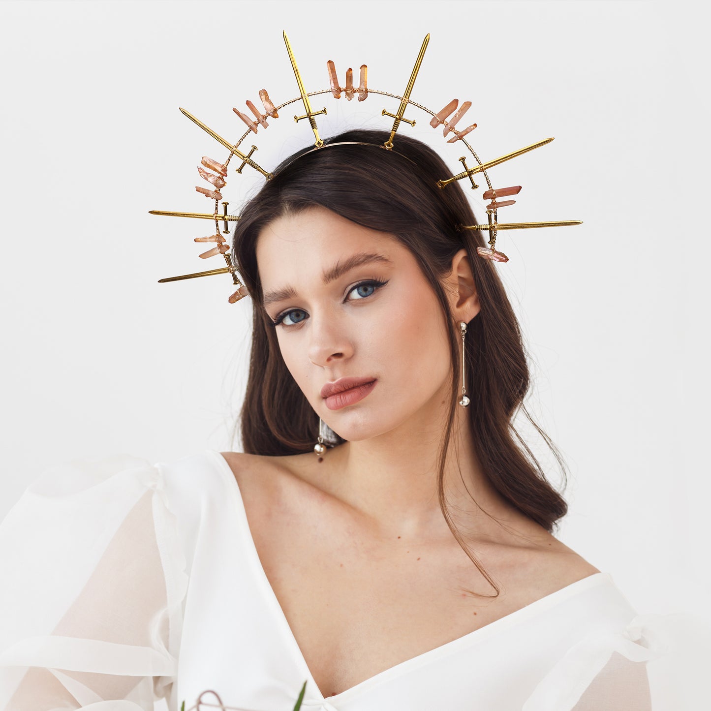 Swords Halo Crown Headband Silver - Crystal Tiara