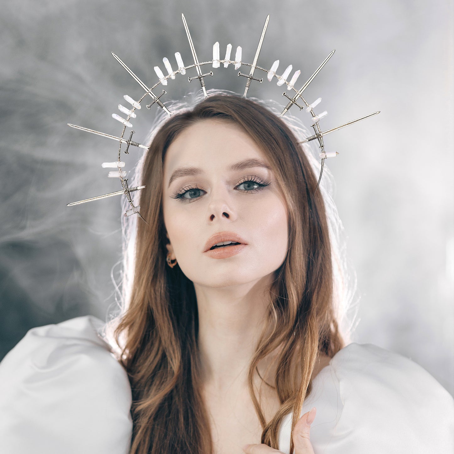 Swords Halo Crown Headband Silver - Crystal Tiara