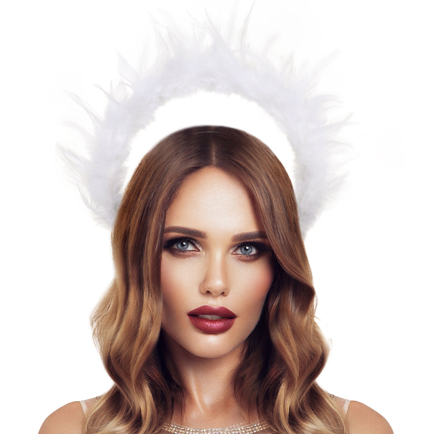 COSUCOS White Feather Halo Headband Crown