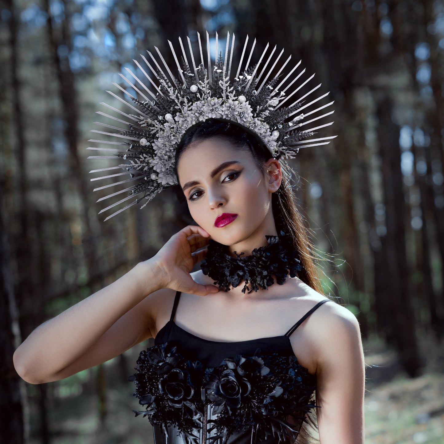 Halo Crown Gothic Headpiece Black