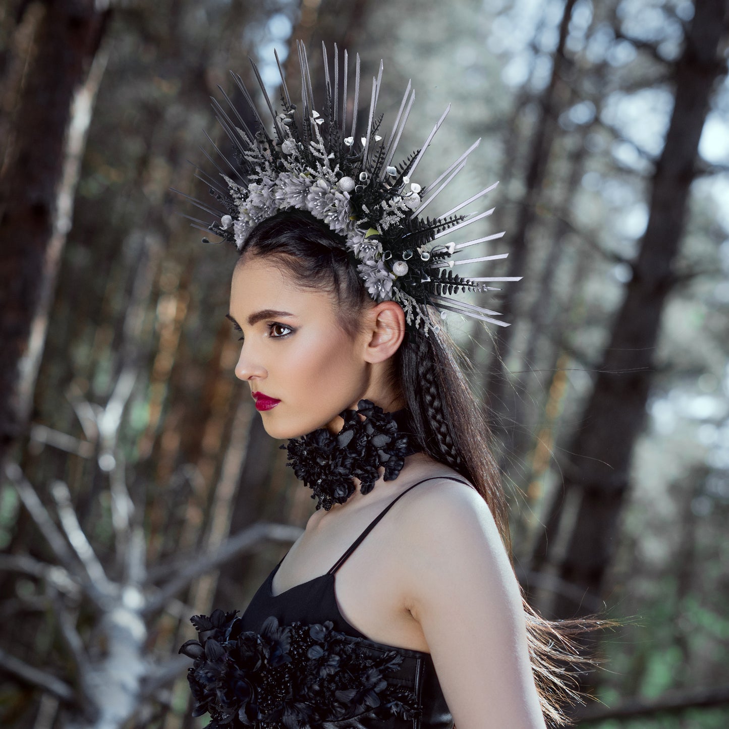 Halo Crown Gothic Headpiece Black