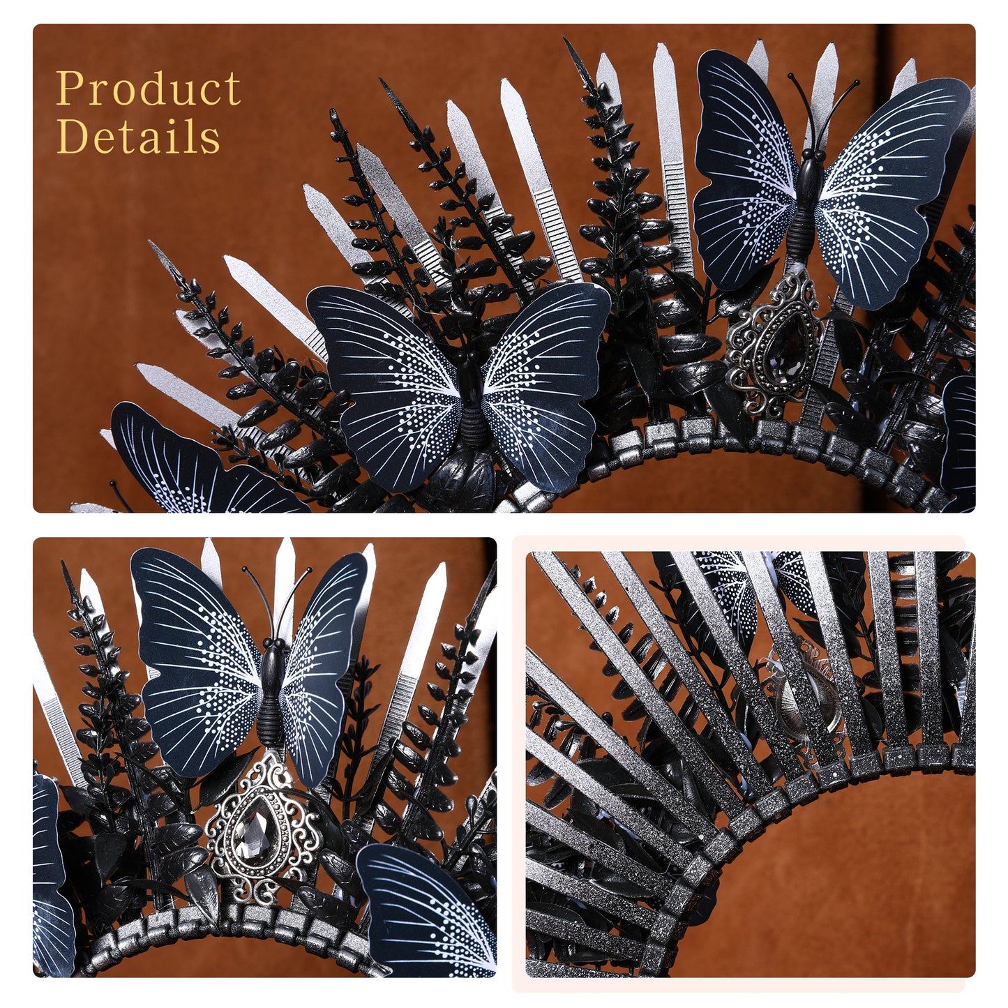 Black Butterfly Spiked Headwear Gothic Crown