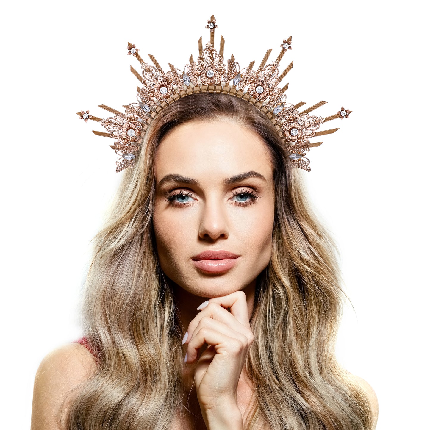 Spiked Headband Sunburst Gold Halo Crown