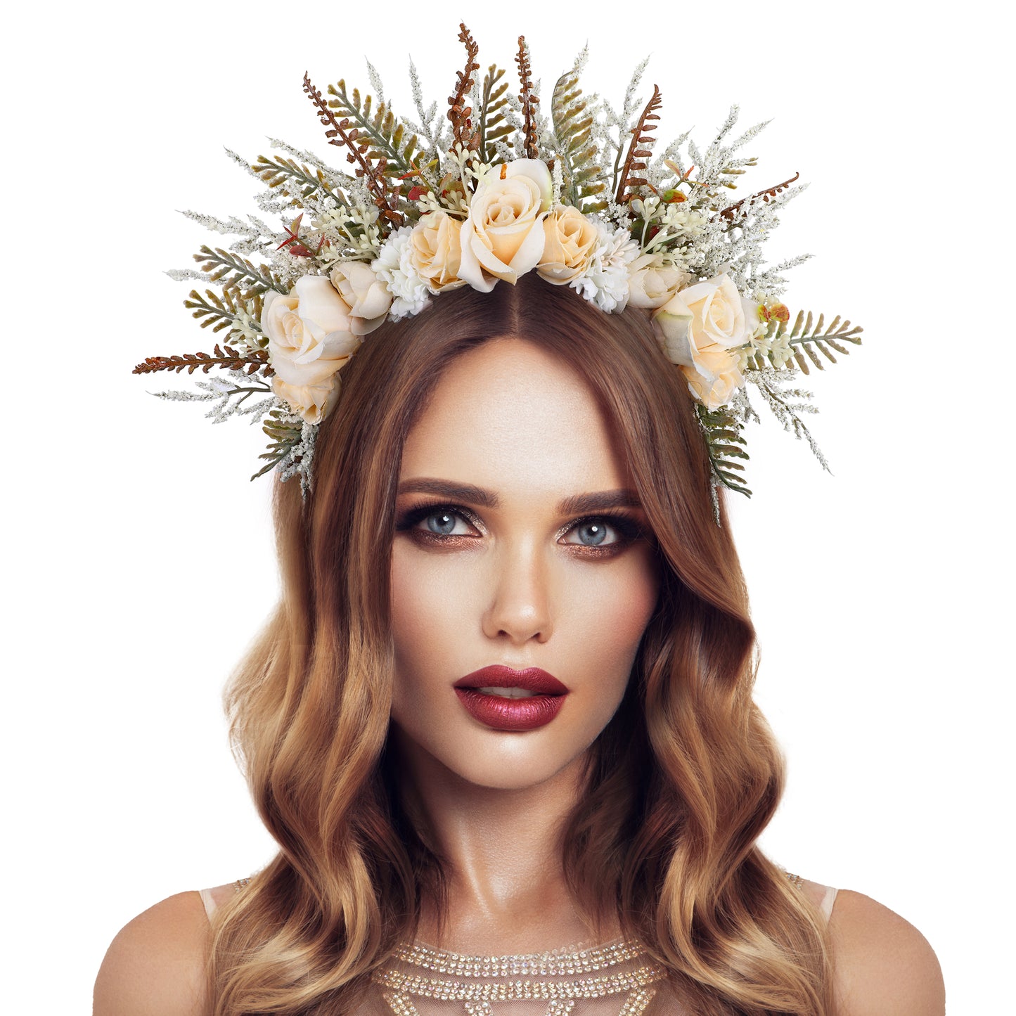 Rose Flower Crown Woodland Wedding Headpiece