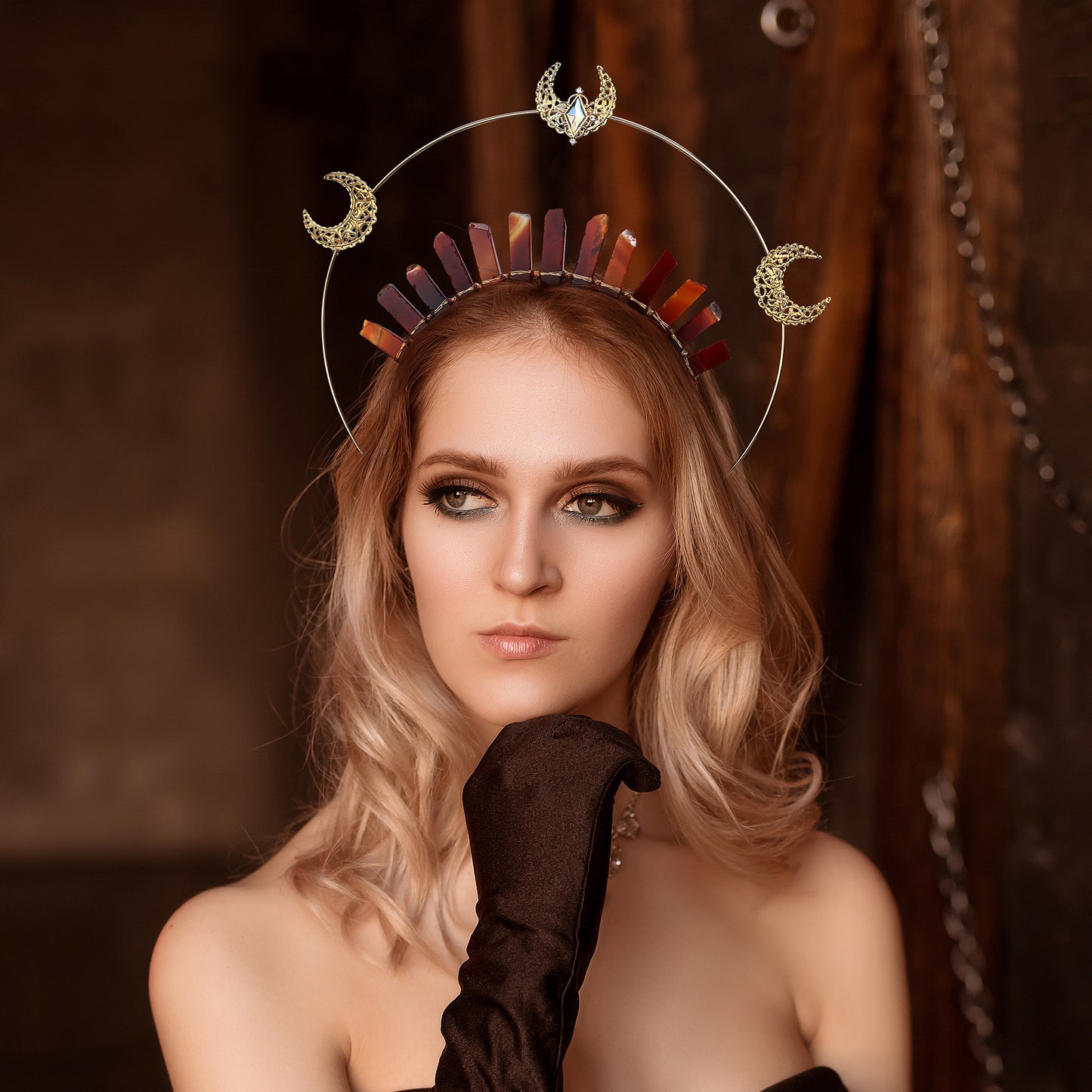 Gold Moon Halo Crown - Crystal Headband