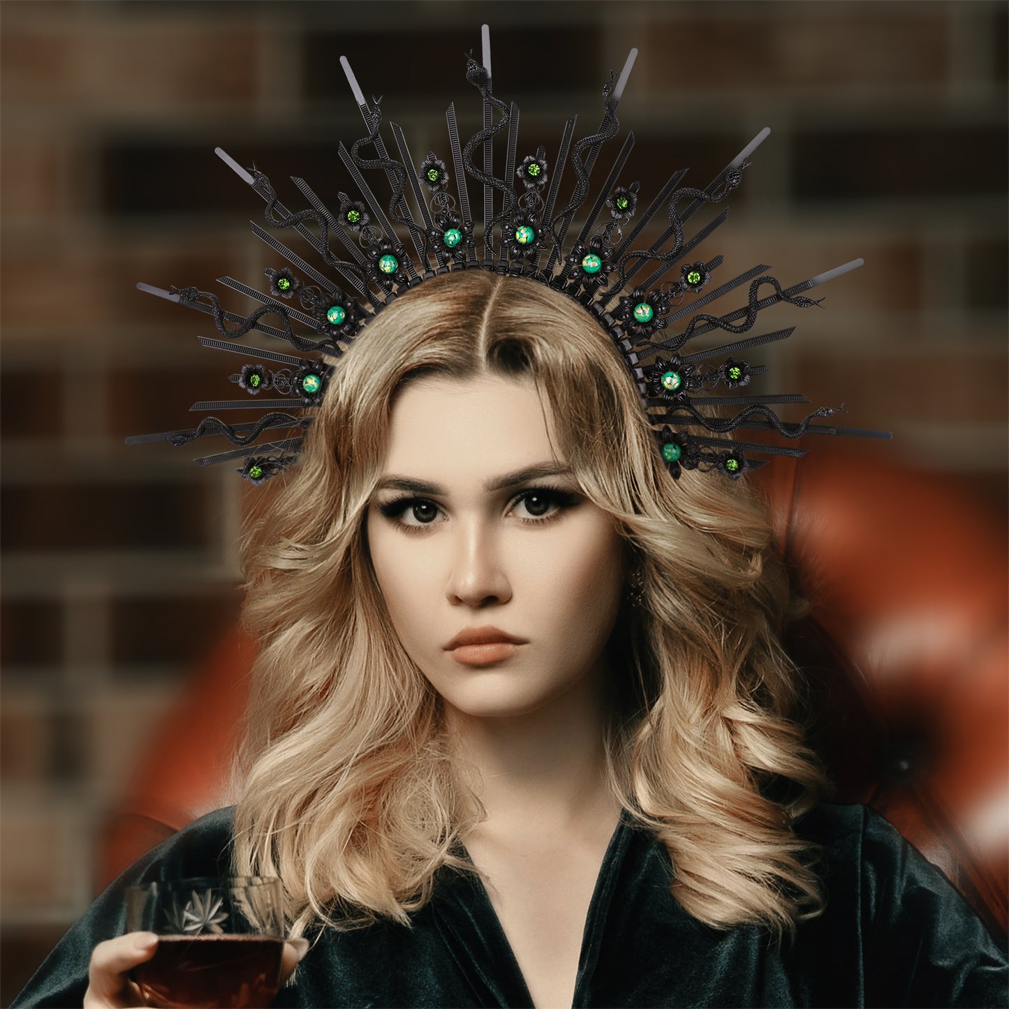 COSUCOS Halo Crown Handmade Greek Goddess Medusa Snake Headband