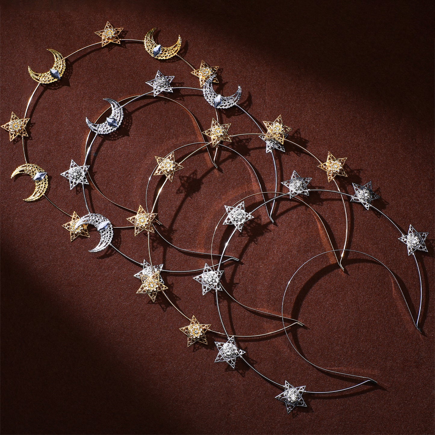 COSUCOS Handmade Stars Moon Headband Silver Headpiece