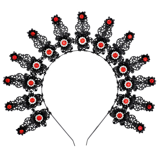 COSUCOS Black Halo Crown Headpiece - Goddess Headband Wedding Headpiece