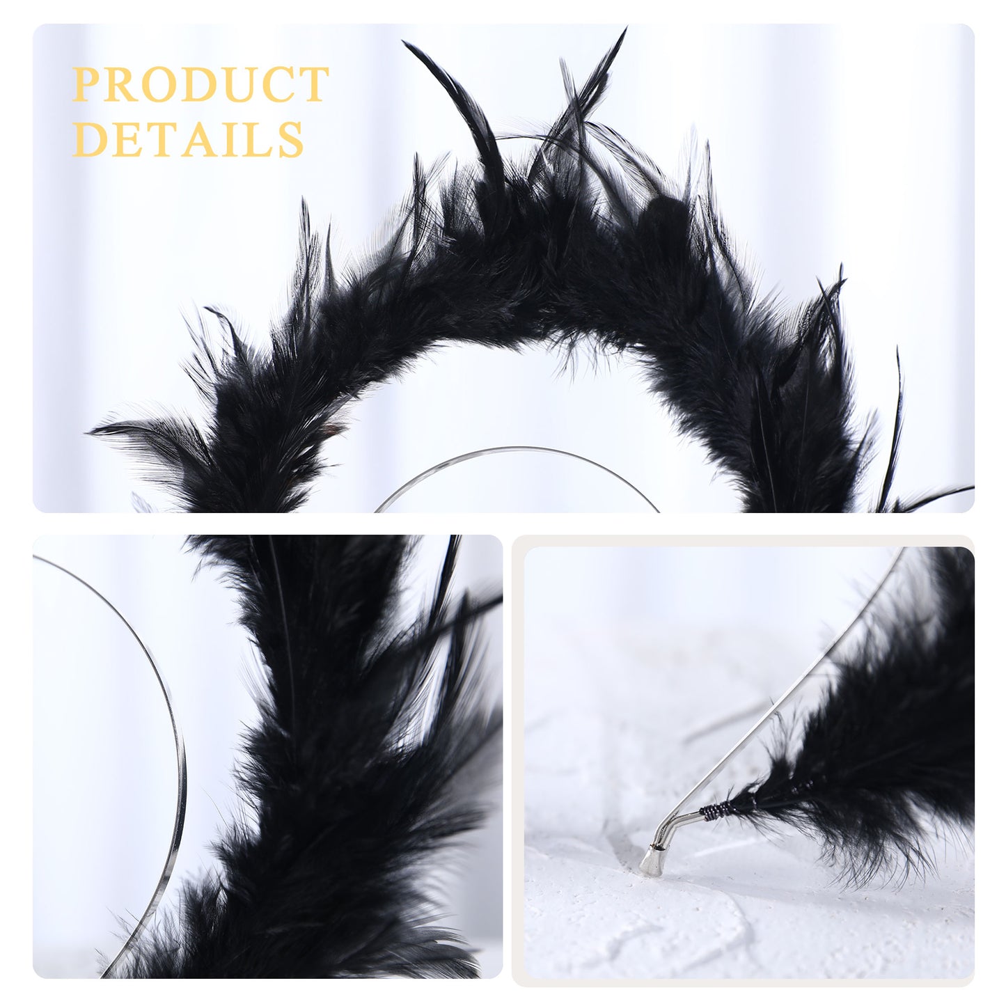 COSUCOS Black Feather Halo Headpiece Crown