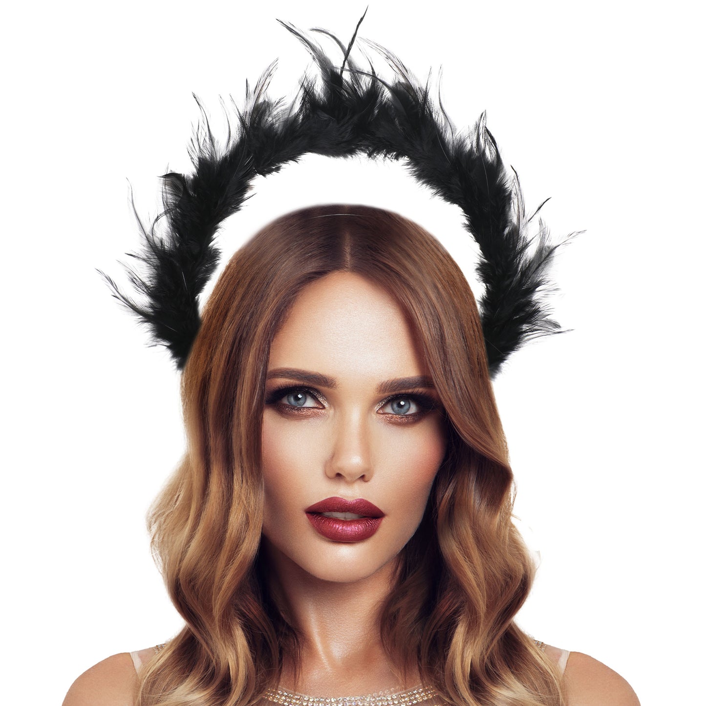 COSUCOS Black Feather Halo Headpiece Crown