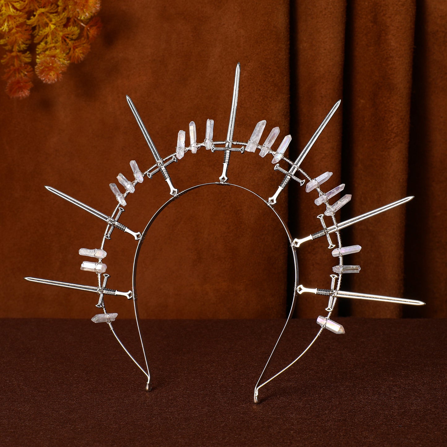 Swords Halo Crown Headband Silver - Crystal Tiara