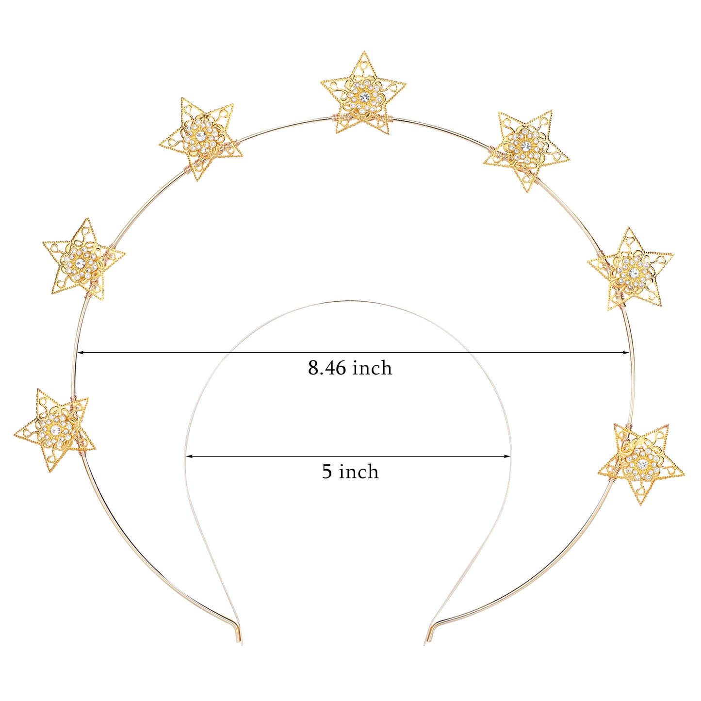 COSUCOS Handmade Stars Headpiece Gold Five Pointed Stars Headband