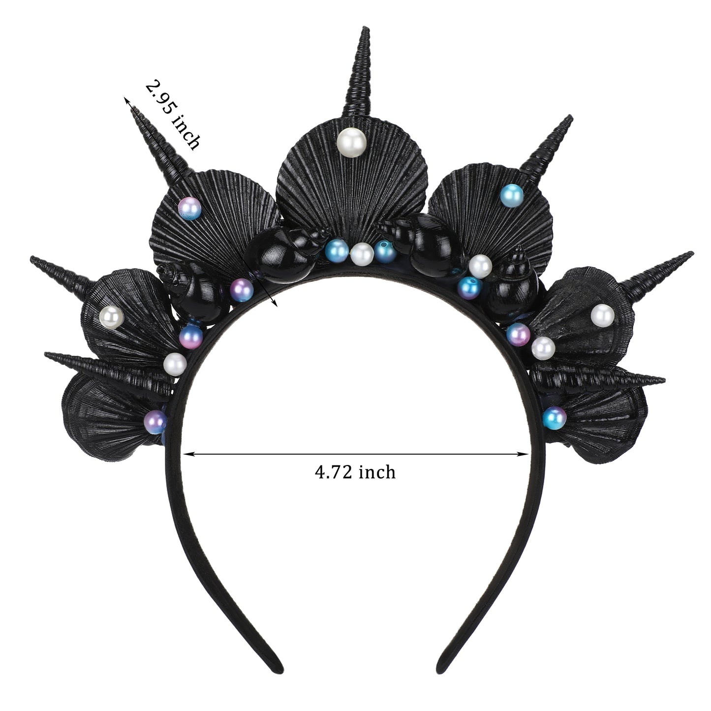Shell Halo Crown Headpiece - White Blue Pearl Headband Taira Black Shell