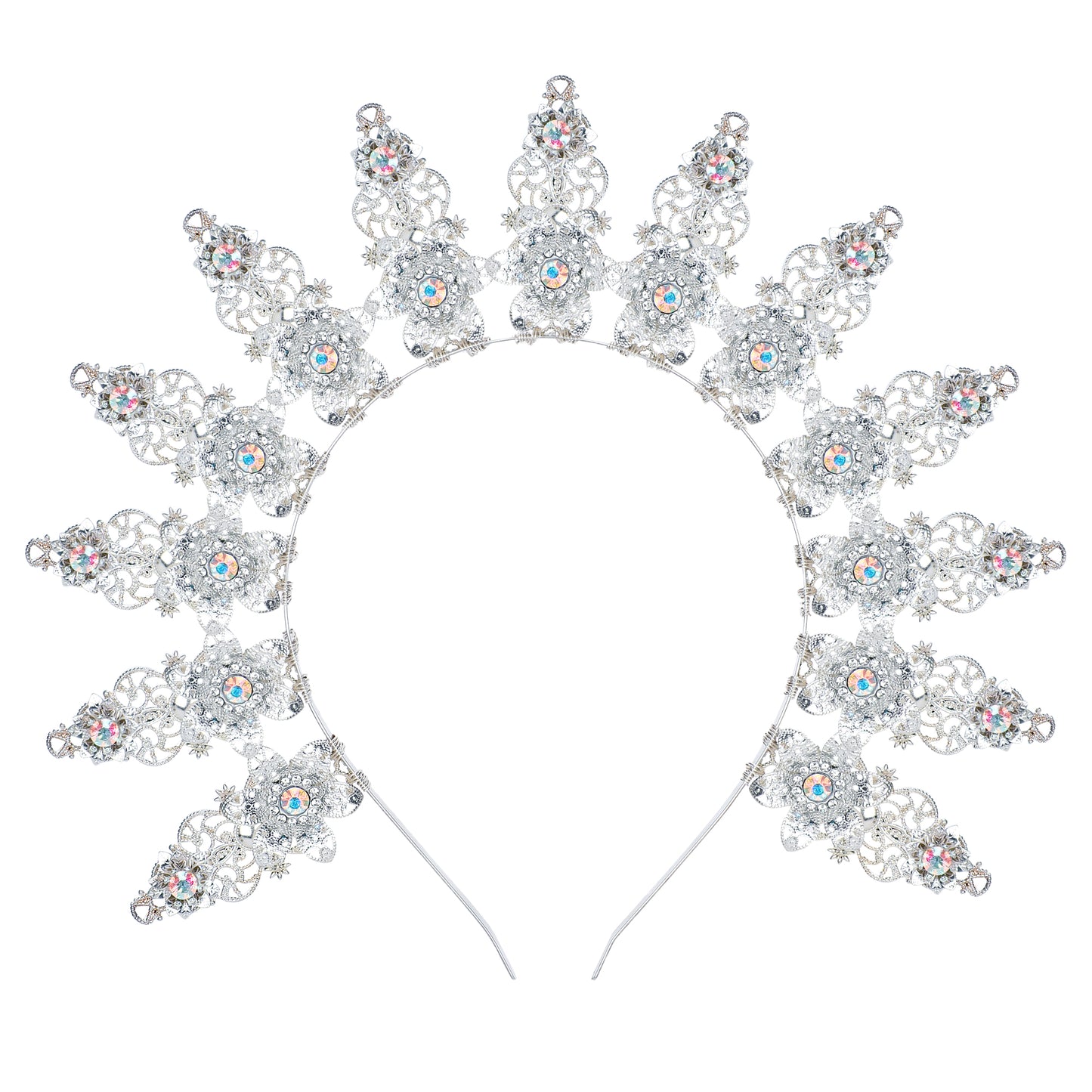 COSUCOS Silver Halo Crown Headpiece - Goddess Headpiece Wedding Bridal Headband