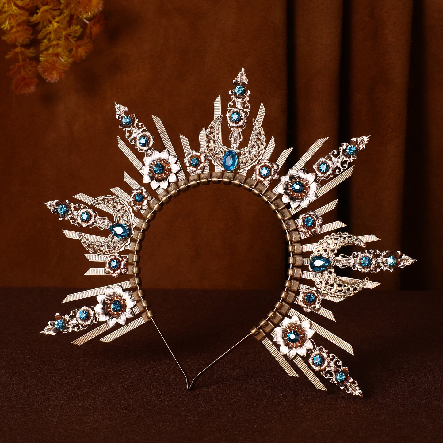 Gold Moon Sunburst Headband Goddess Tiara