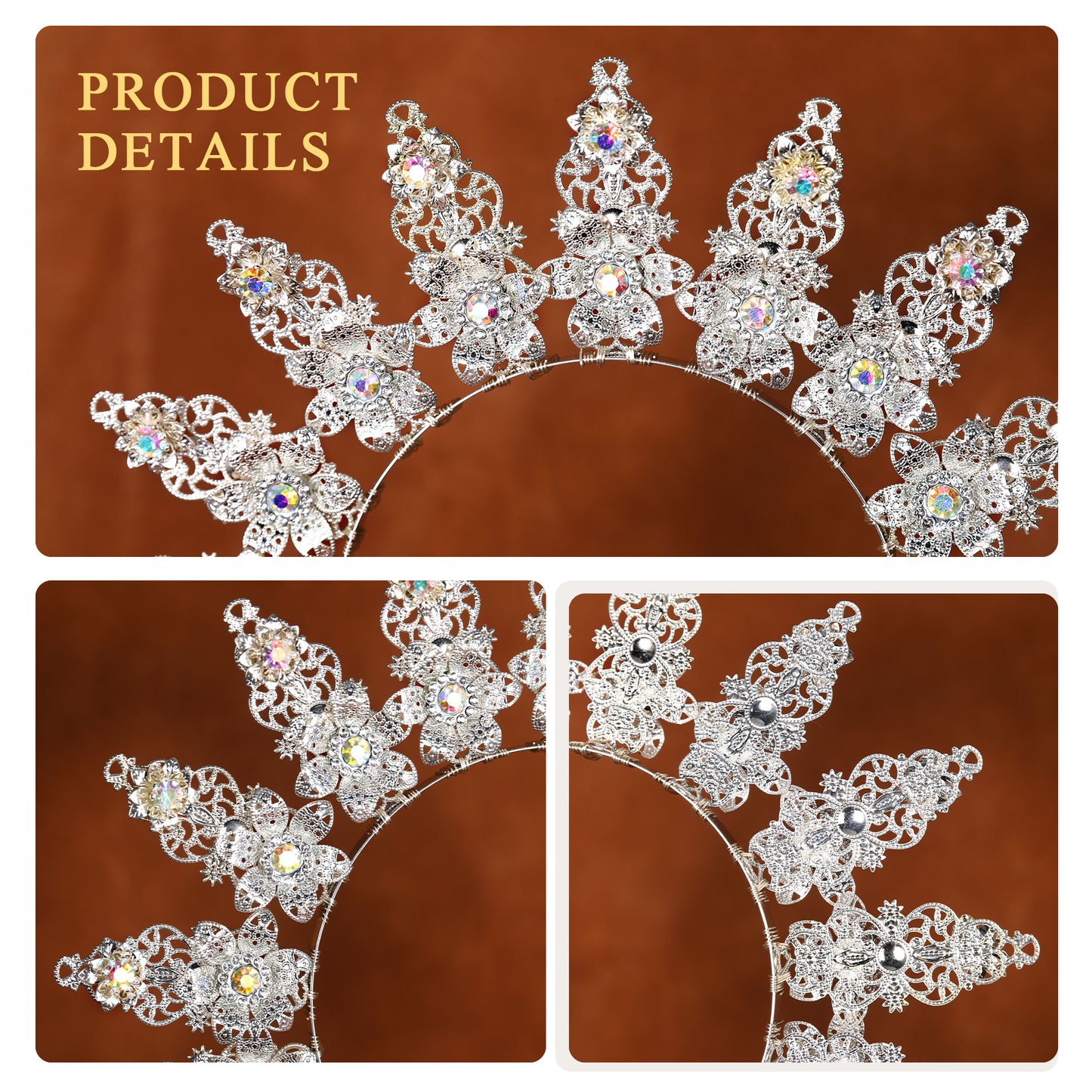 COSUCOS Silver Halo Crown Headpiece - Goddess Headpiece Wedding Bridal Headband