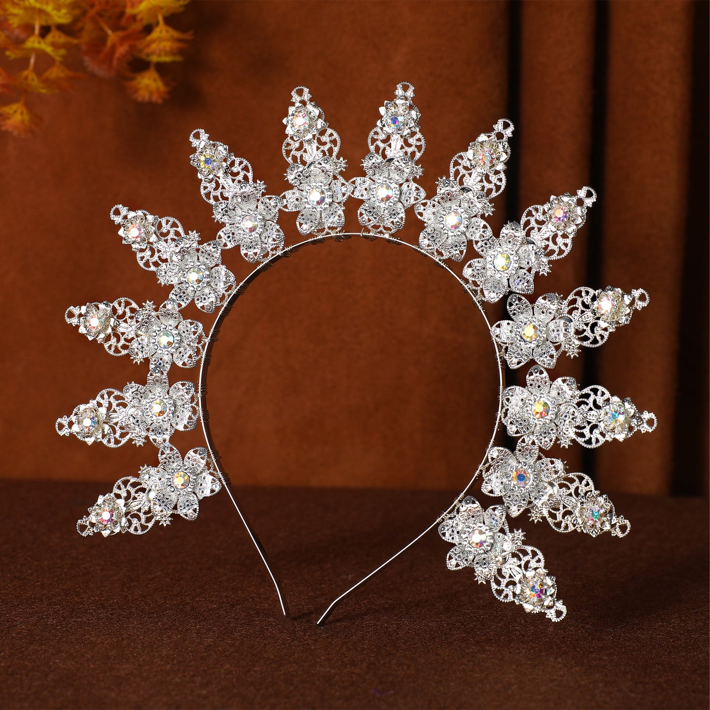COSUCOS Silver Halo Crown Headpiece - Goddess Headpiece Wedding Bridal Headband