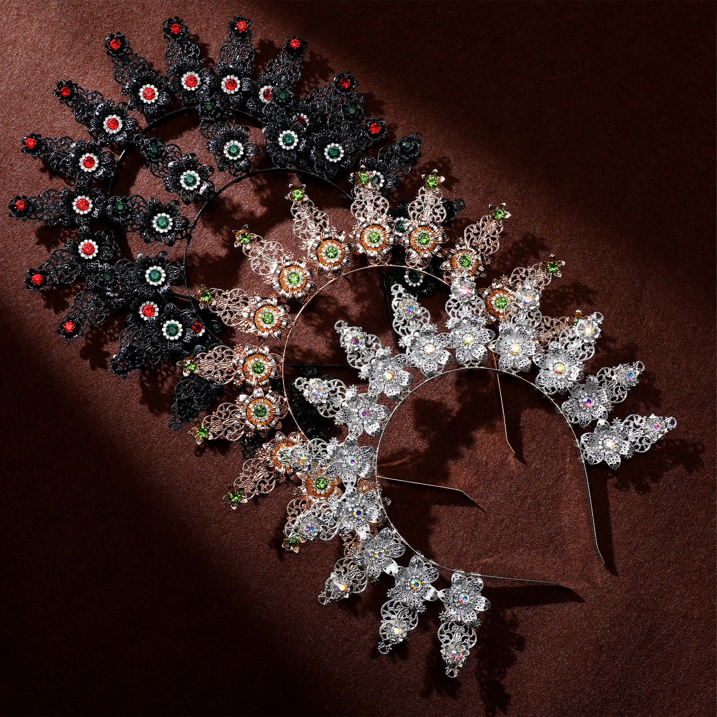 COSUCOS Black Halo Crown Headpiece - Goddess Headband Wedding Headpiece