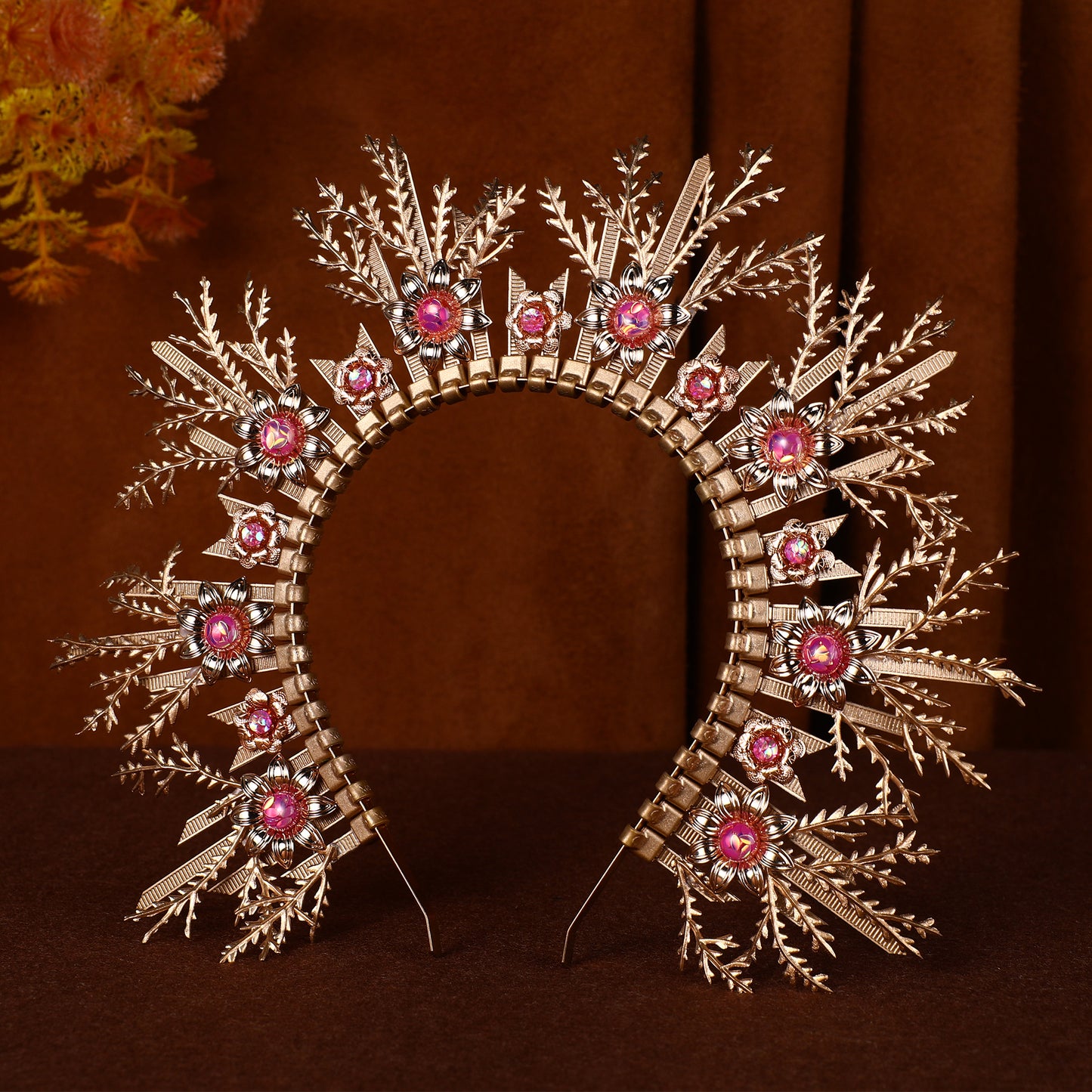 Gold Leaf Headband Bohemian Spiked Halo Crown