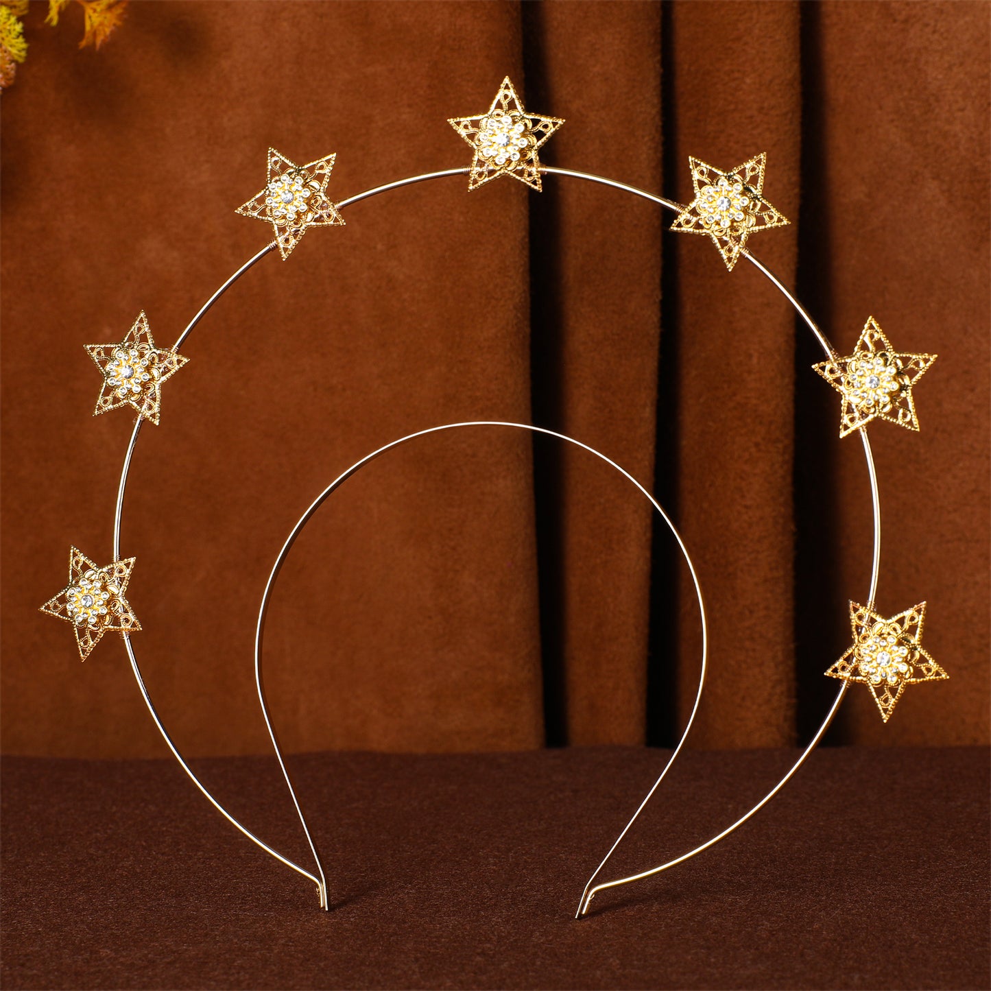 COSUCOS Handmade Stars Headpiece Gold Five Pointed Stars Headband