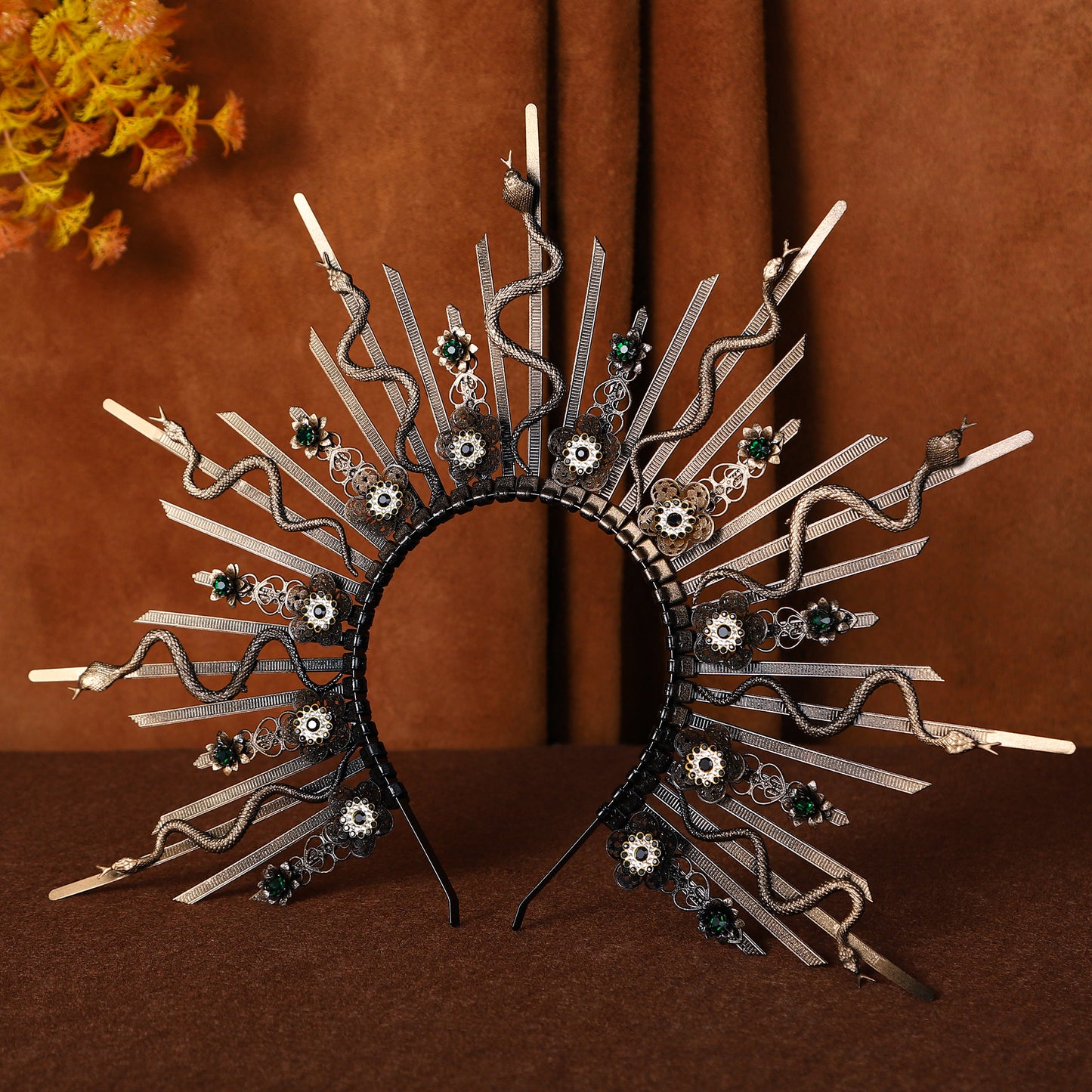 COSUCOS Snake Headband Handmade Greek Goddess Medusa Crown Fairy Gold Headpiece