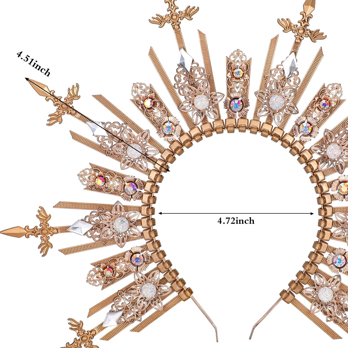 COSUCOS Halo Headpiece Handmade Gold Celestial Sunburst Crown