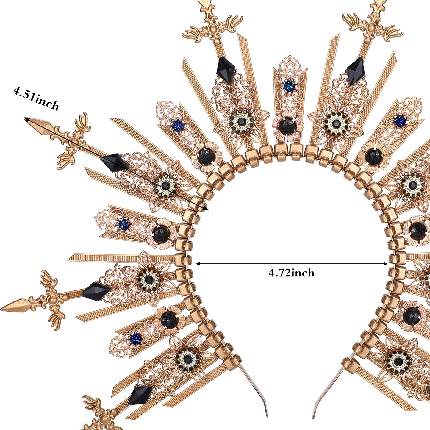 COSUCOS Halo Crown Handmade Gold Mary Goddess Headpiece