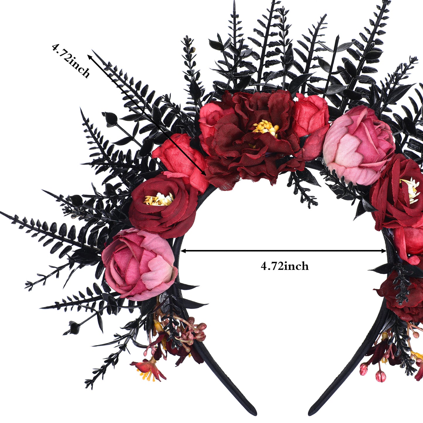 Gothic Flower Crown Black Wedding Headpiece