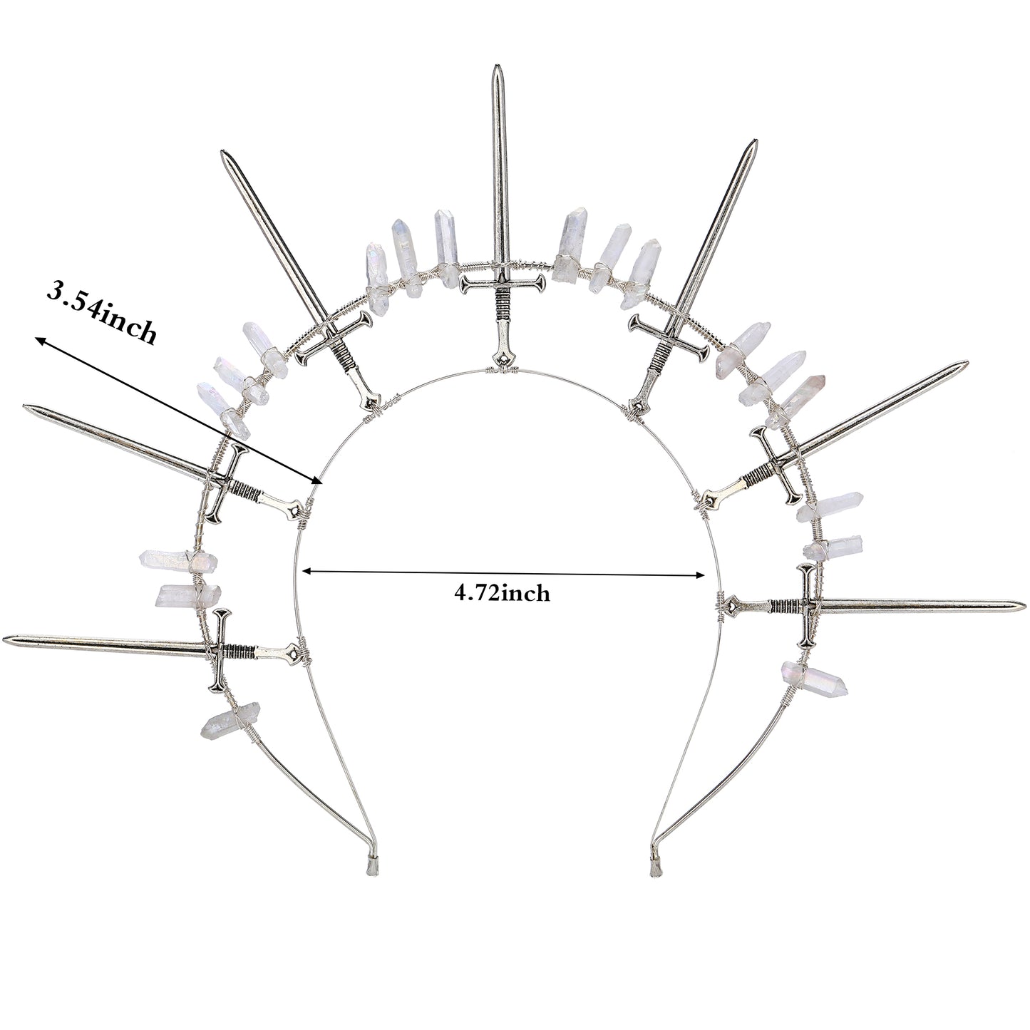 Swords Halo Crown Headband Silver - Crystal Tiara