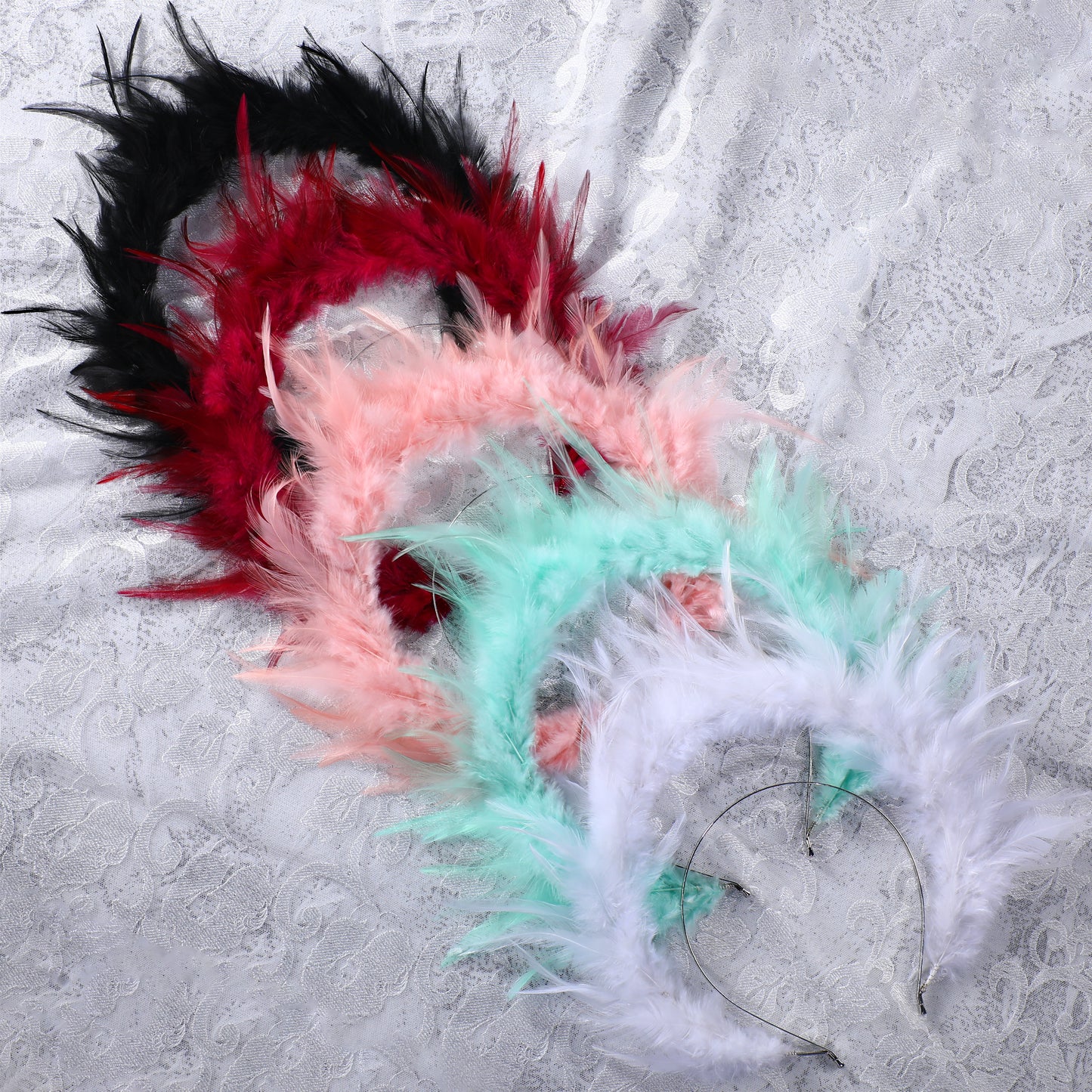 COSUCOS Blue Feather Halo Crown Headpiece