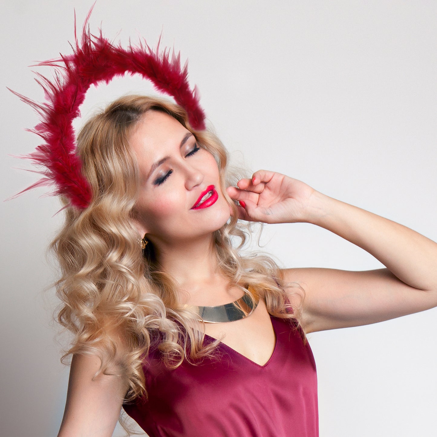 COSUCOS Angel Halo Headband Feather Crown
