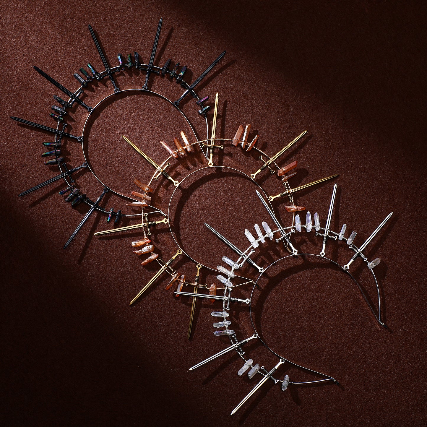 Swords Halo Crown Headband Silver - Crystal Tiara