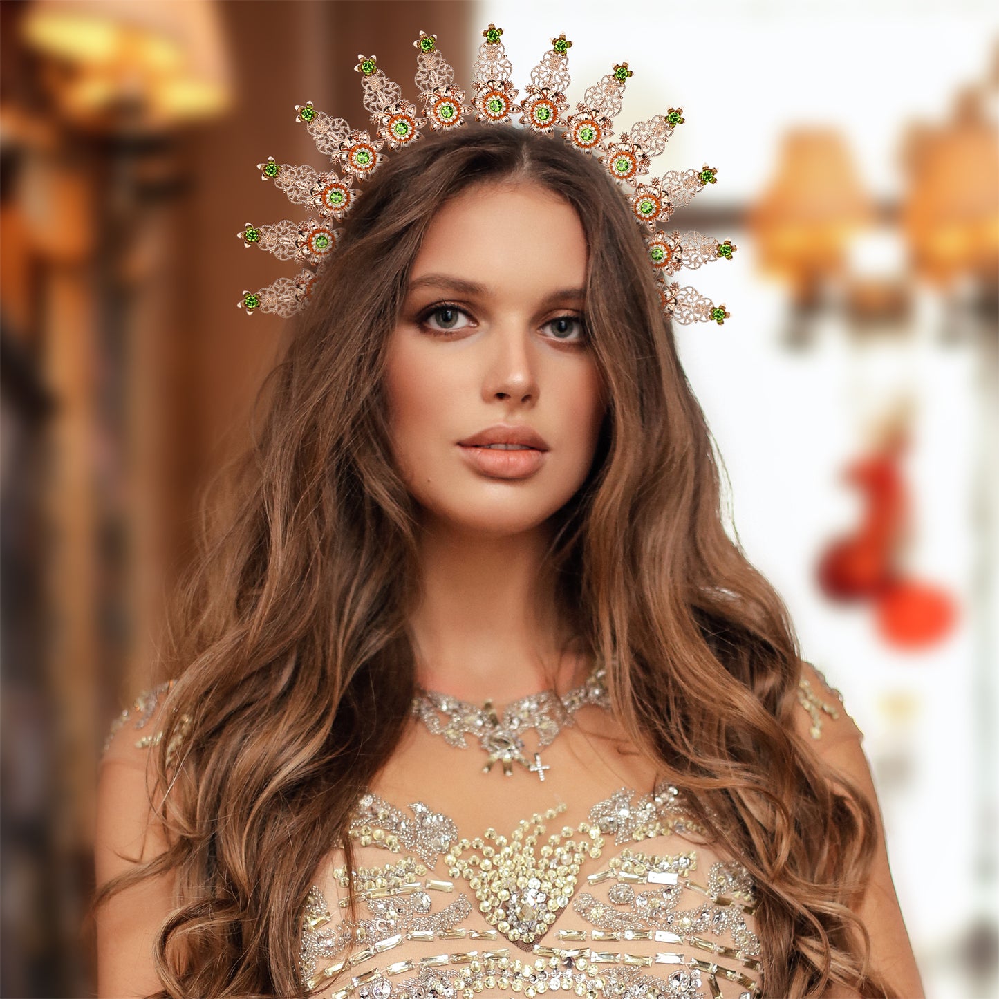 COSUCOS Gold Halo Crown Headpiece - Fairy Headband Wedding Goddess Crown