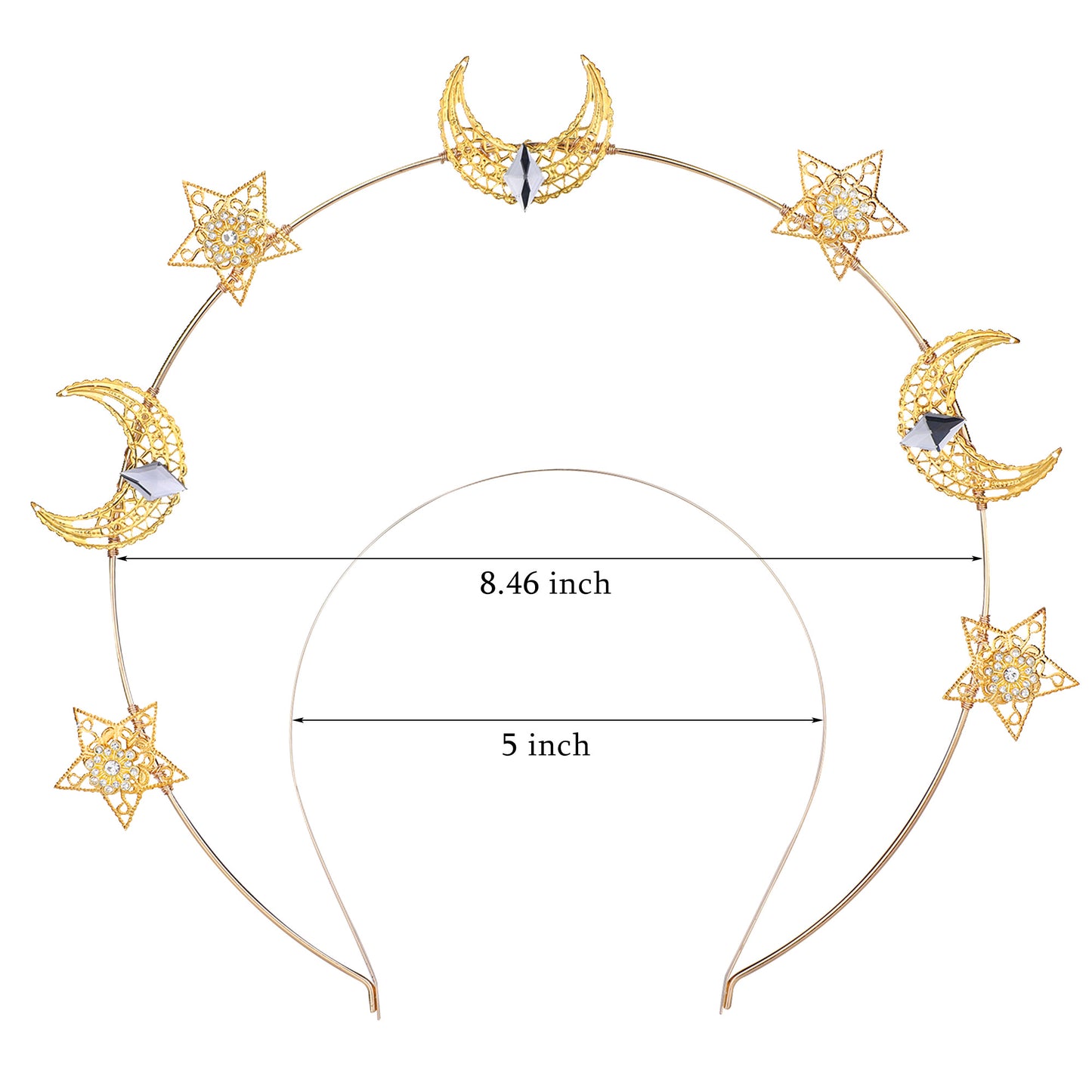 COSUCOS Moon Stars Halo Headband Gold Goddess Headpiece