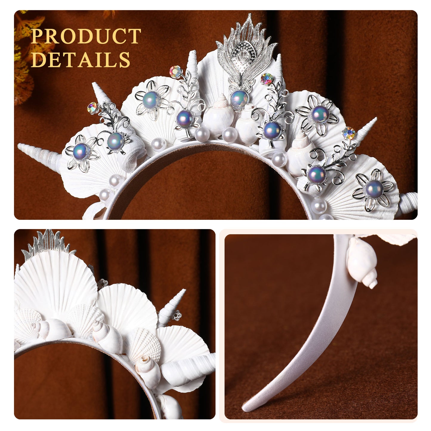 White Shell Halo Crown - Sea Handmade Silver Mermaid Headband