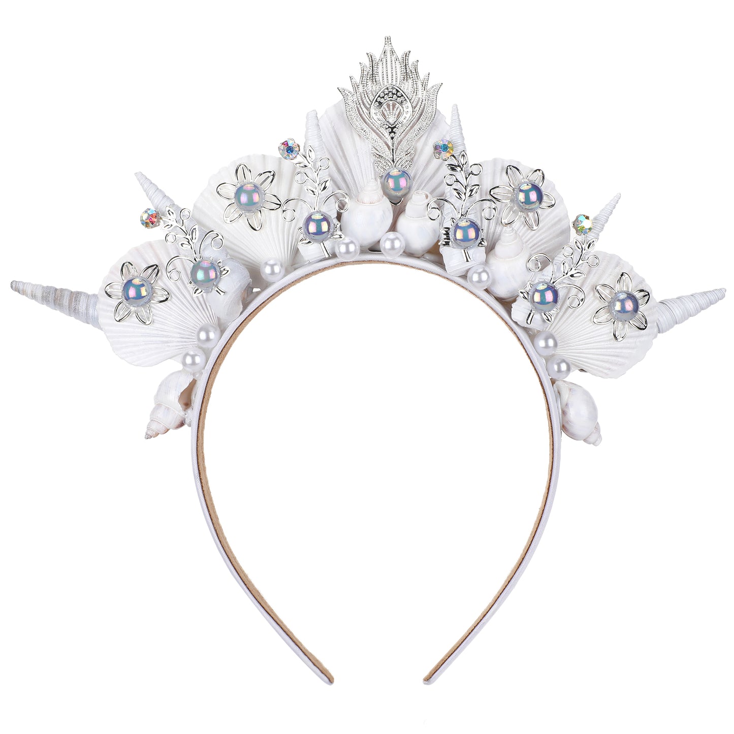 White Shell Halo Crown - Sea Handmade Silver Mermaid Headband
