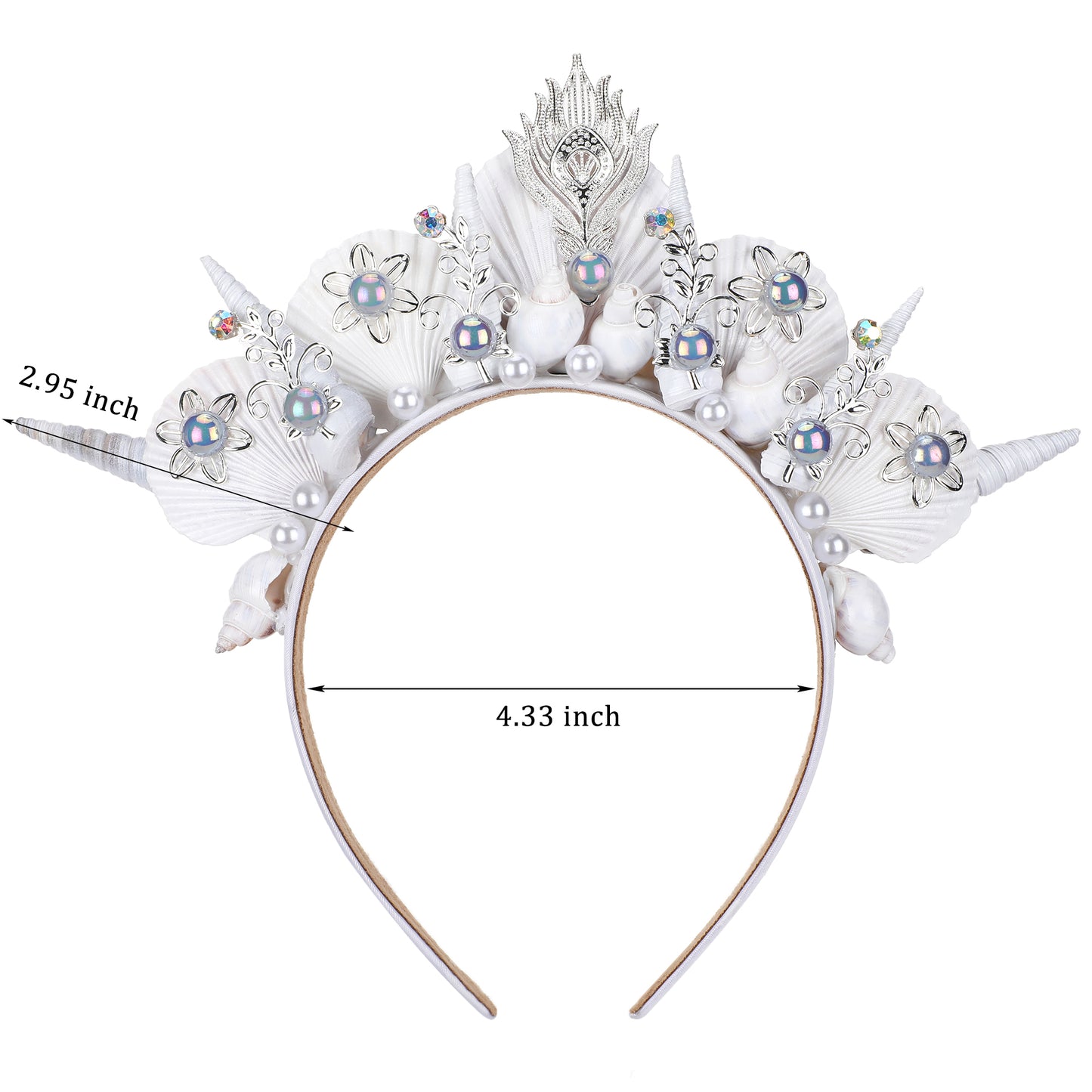 White Shell Halo Crown - Sea Handmade Silver Mermaid Headband