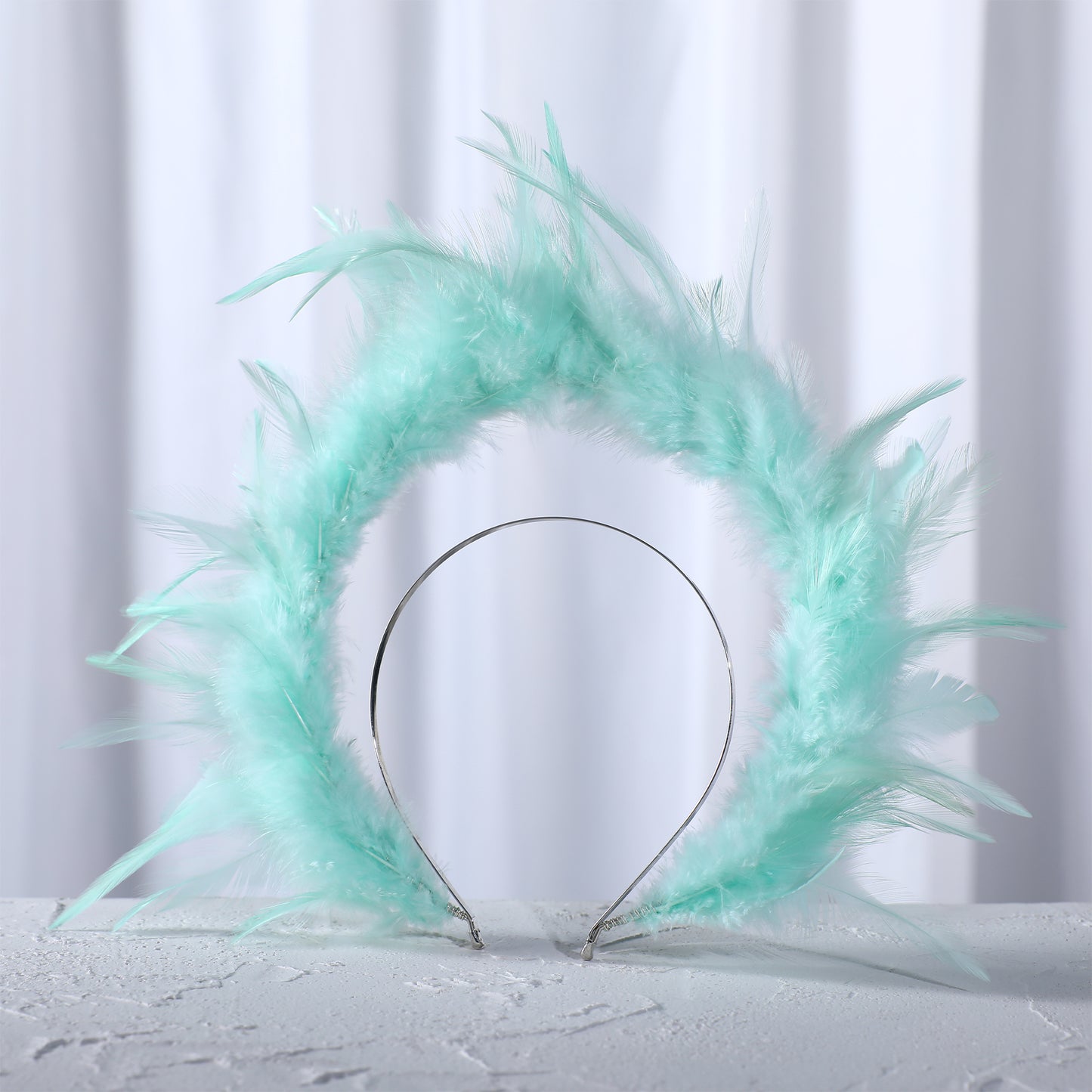 COSUCOS Blue Feather Halo Crown Headpiece