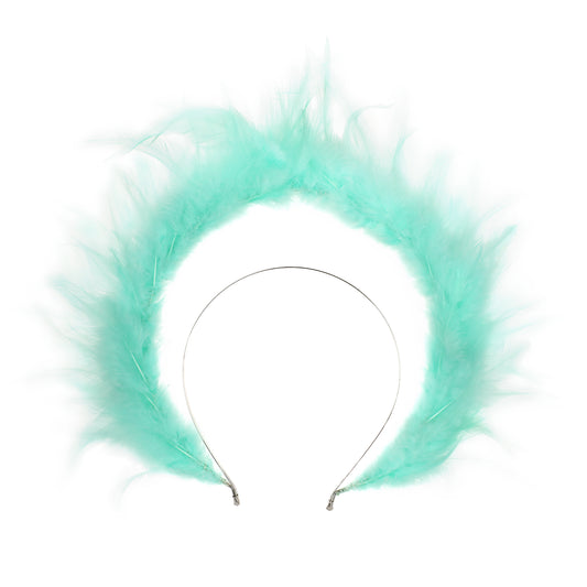 COSUCOS Blue Feather Halo Crown Headpiece