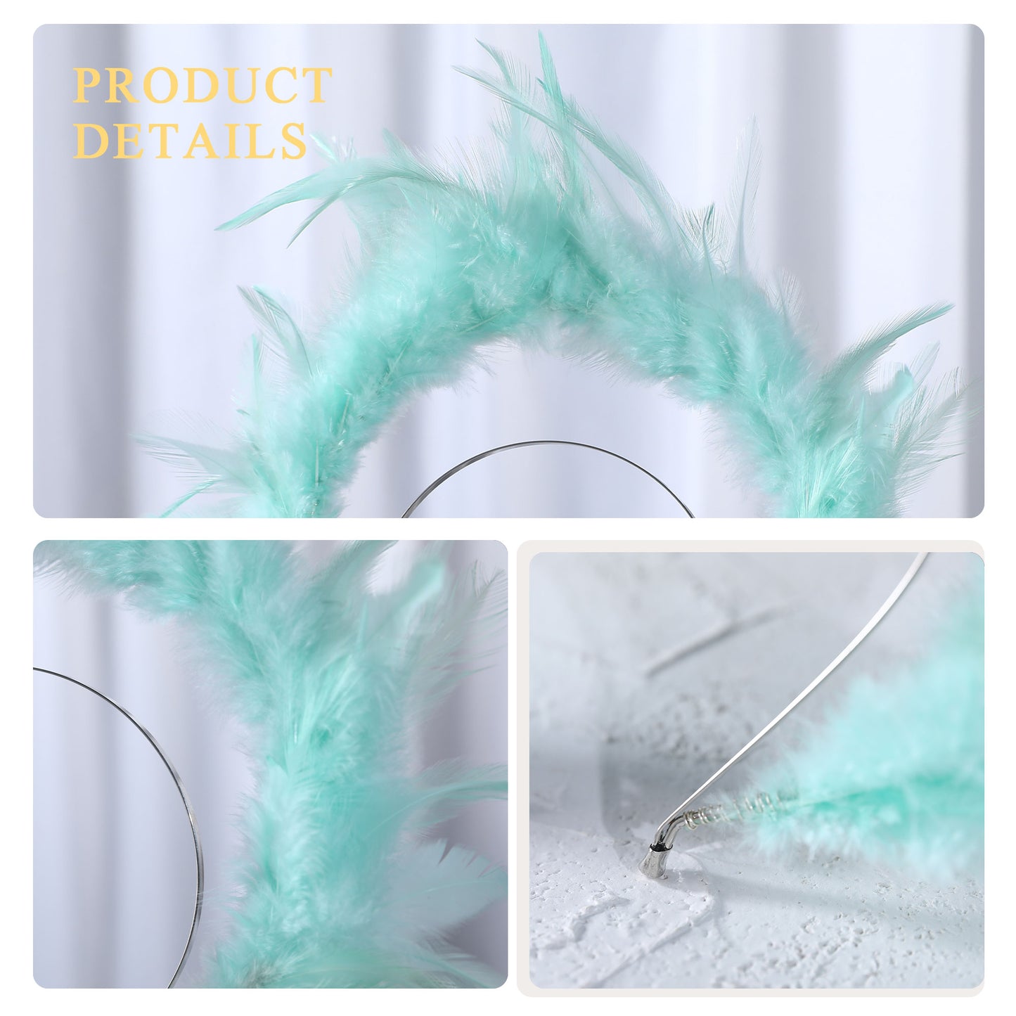 COSUCOS Blue Feather Halo Crown Headpiece